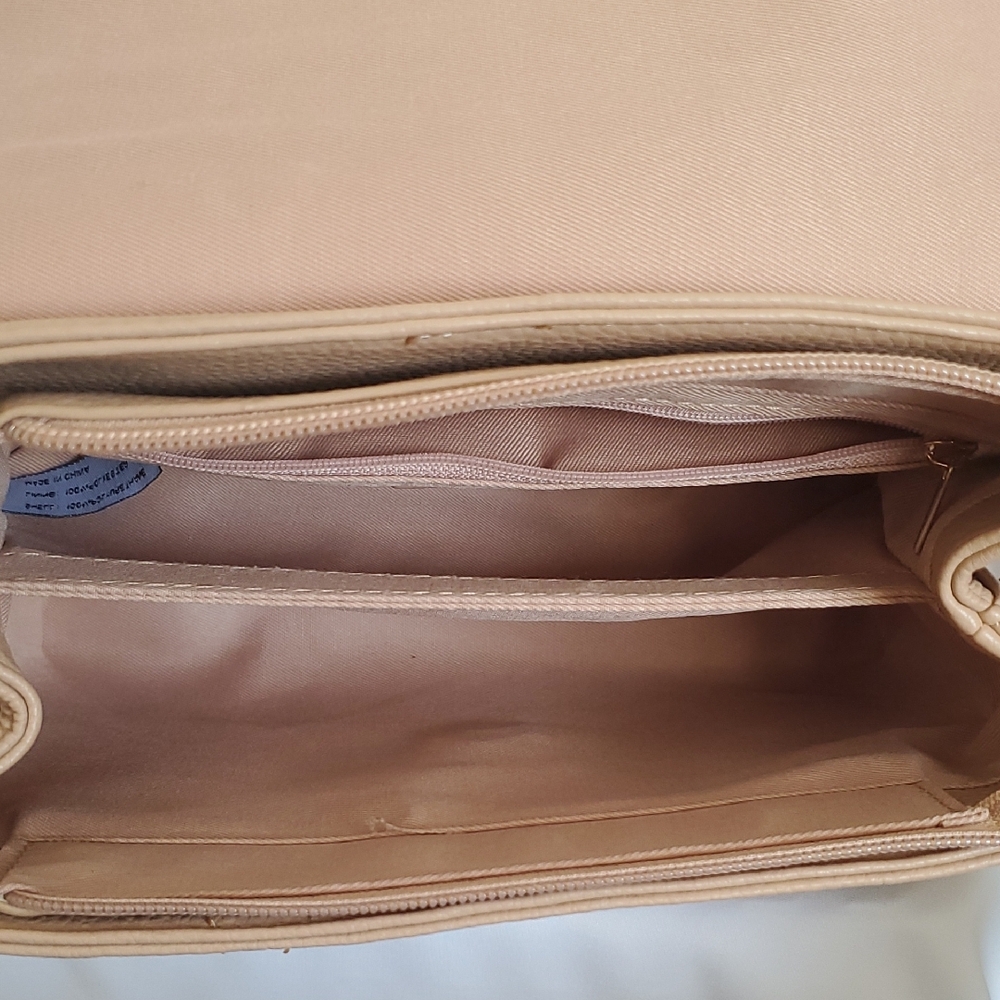 Neutral Beige Bow-Appliqué Top Handle Satchel - Picture 3 of 12